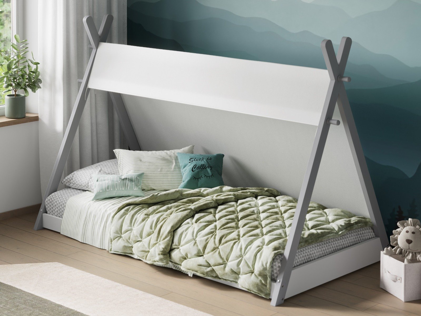 grey teepee bed