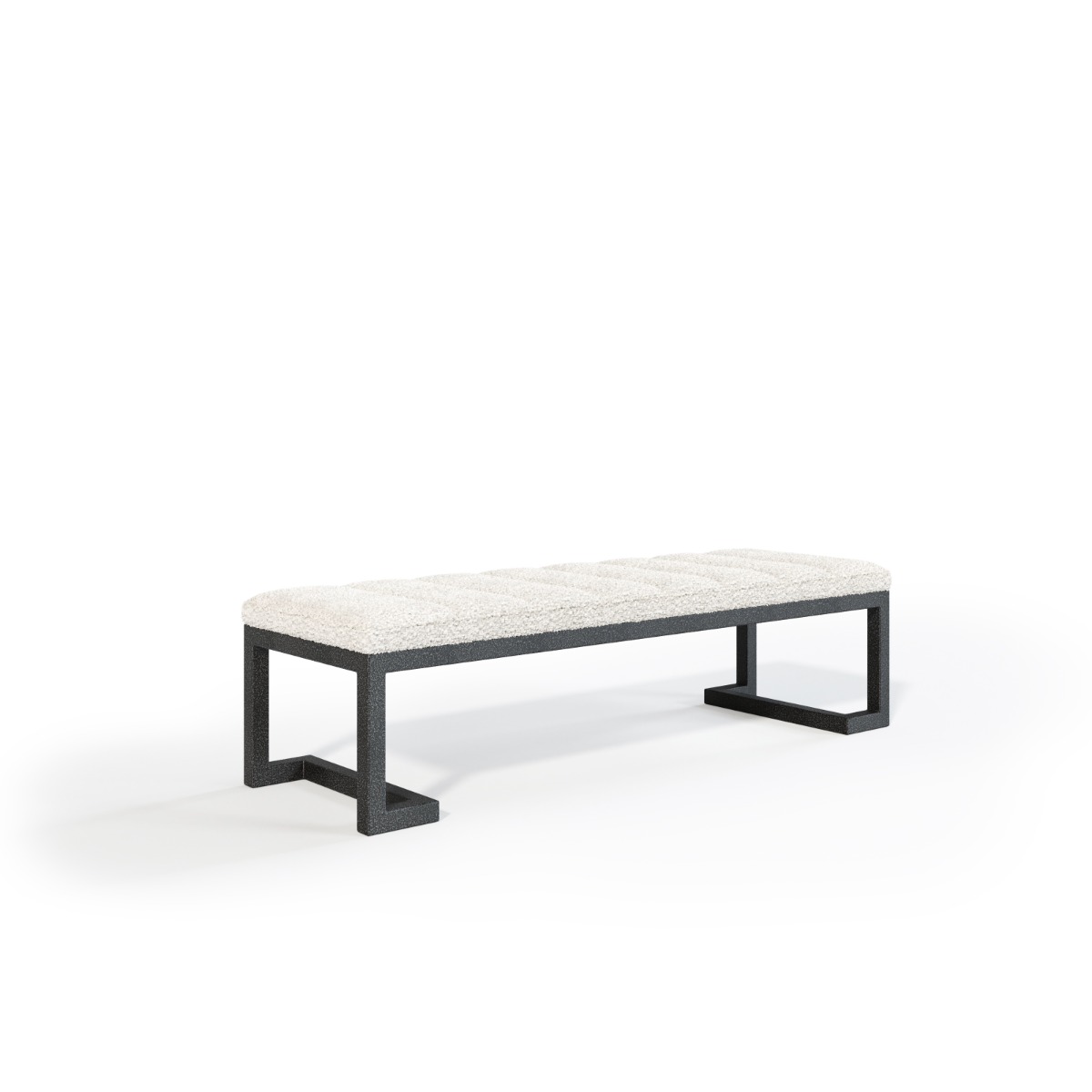 Flair Boucle Fabric Bench with Metal Legs