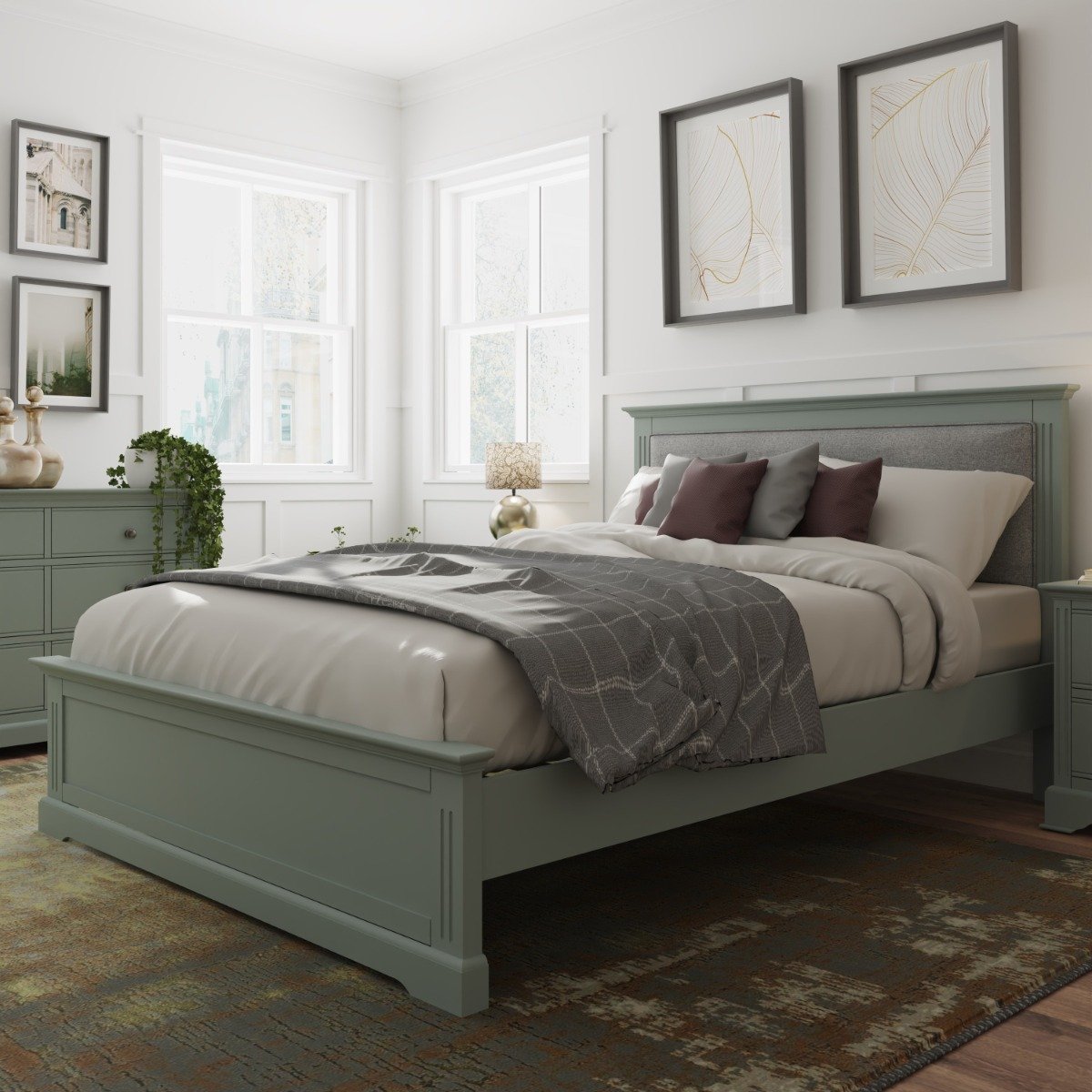 green velvet double ottoman bed