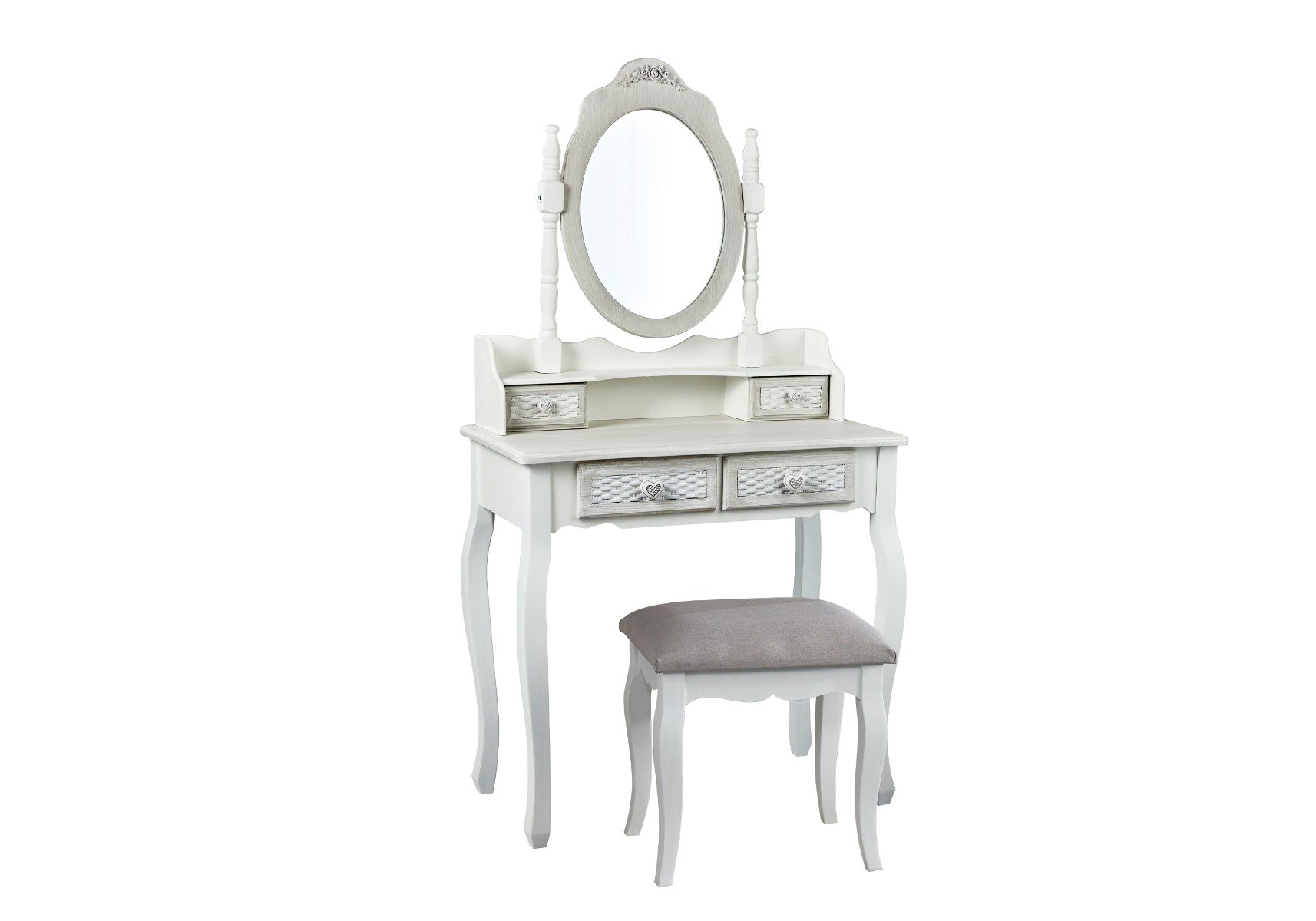 White vintage-styled dressing table with stool