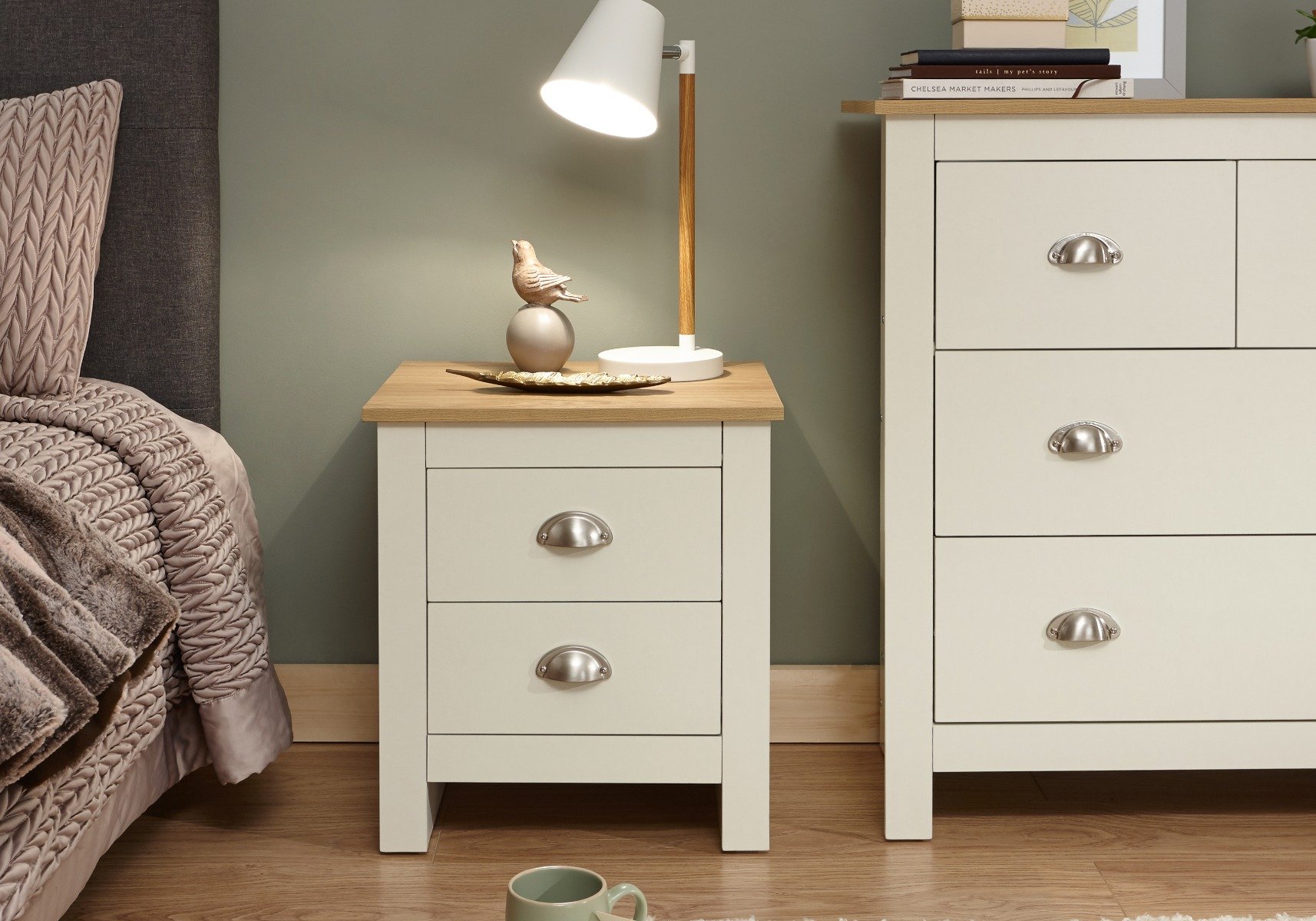 beige bedside table