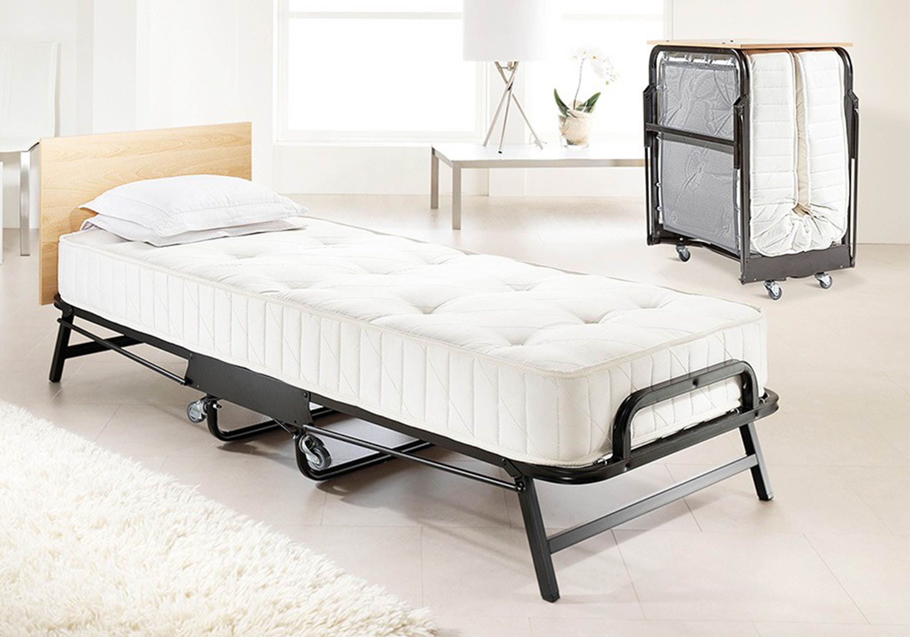 folding guest bed with pocket sprung mattress