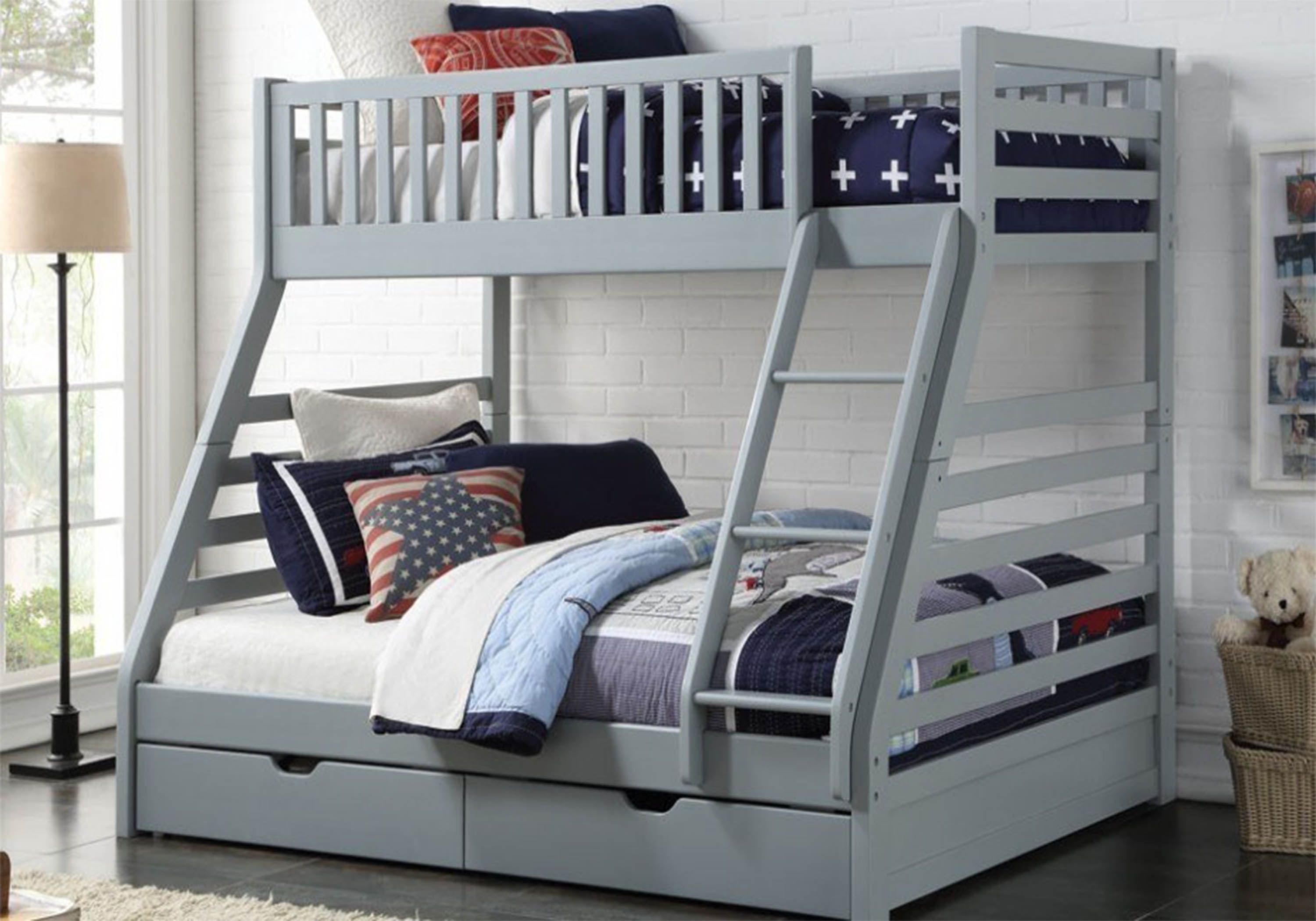 triple bunk bed with mattresses