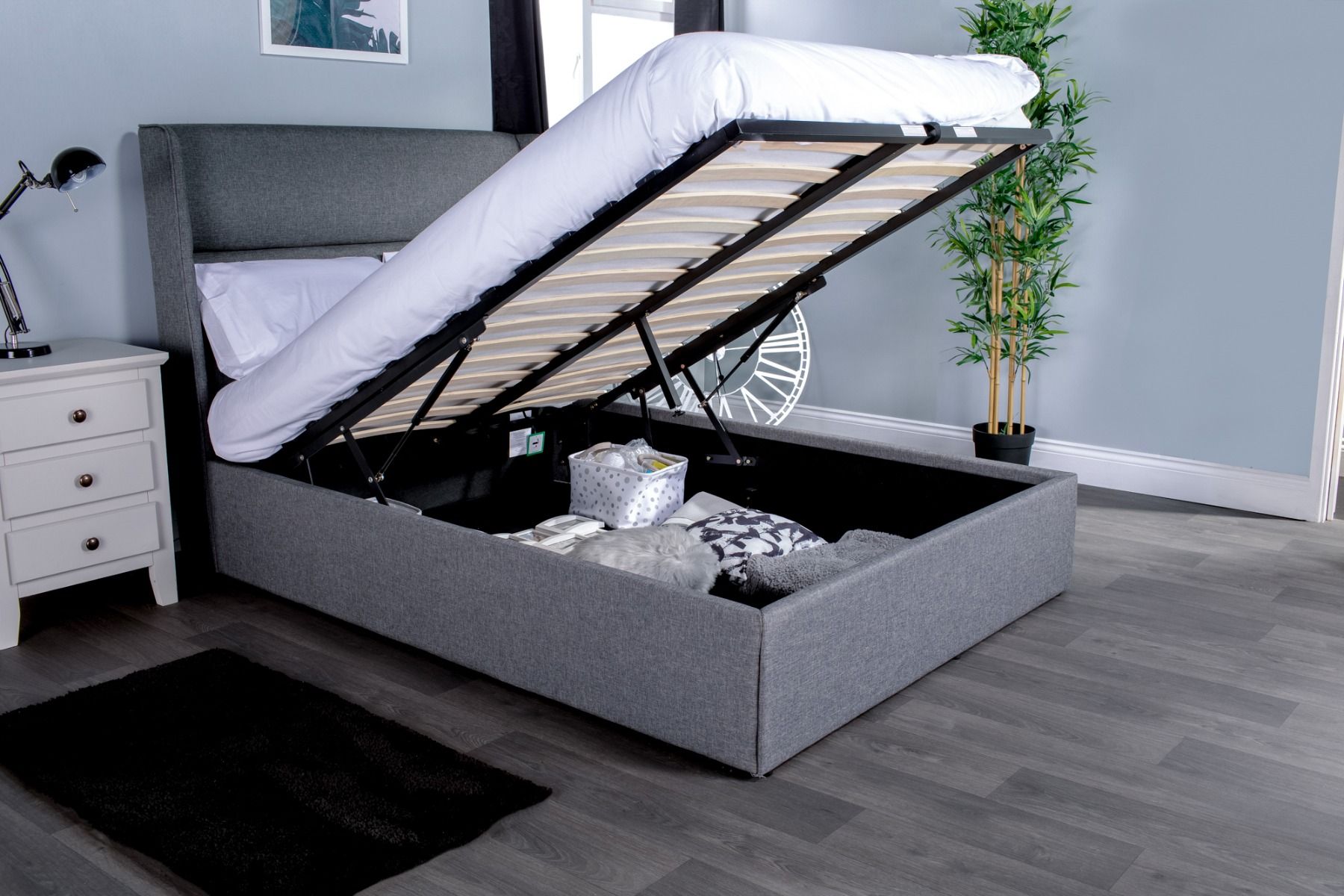 Flair Furnishings Rumba Fabric Ottoman Bed Frame