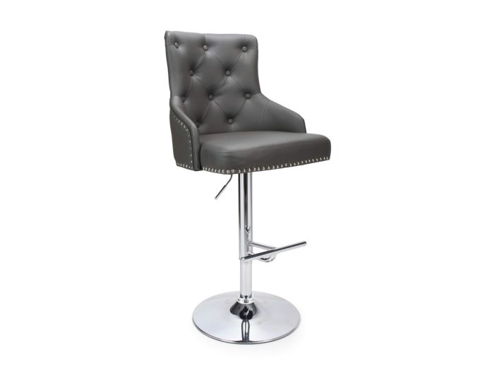 Flair Rocco Leather Effect Graphite Grey Bar Stool