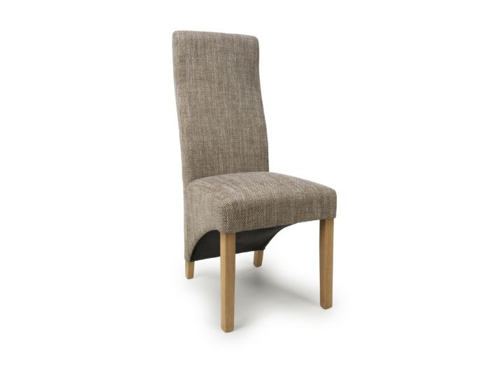 Flair Baxter Wave Back Tweed Oatmeal Dining Chair (Pair)