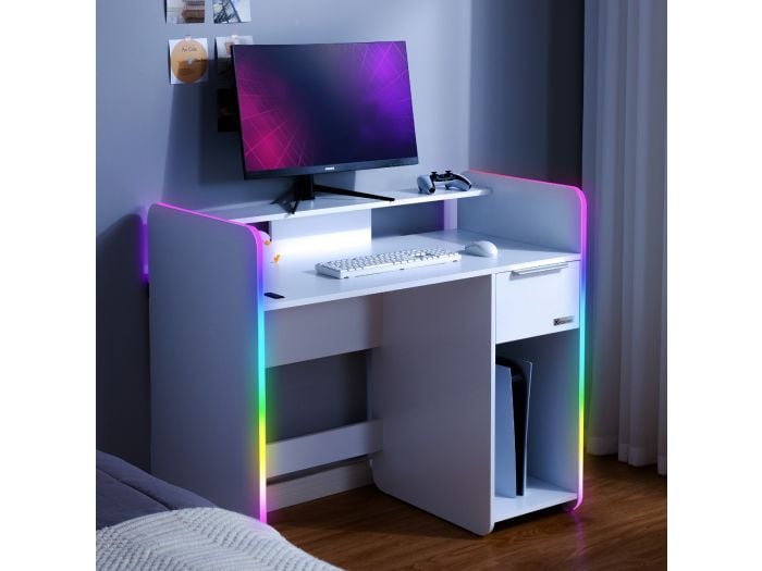 X Rocker Electra Desk - LED Lighting - White
