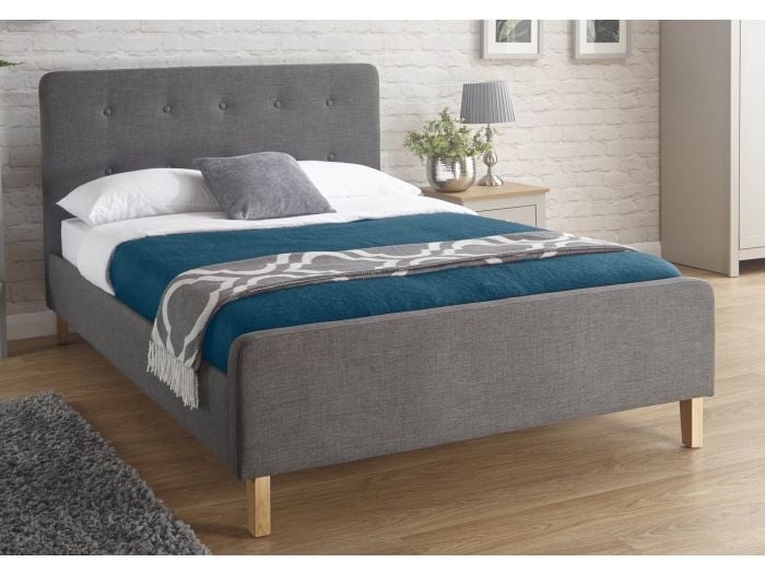 GFW Ashbourne Grey Fabric Bed Frame
