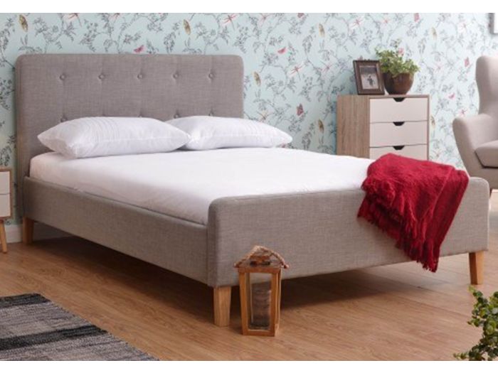 GFW Ashbourne Light Grey Fabric Bed Frame
