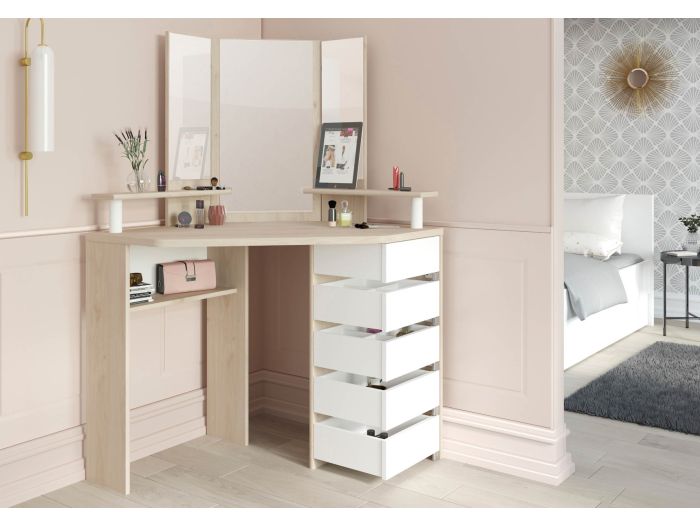 Parisot Corner Beauty Bar in Oak and White
