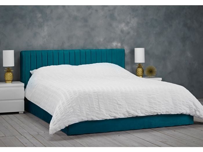 LPD Berlin Teal Velvet Ottoman Bed Frame