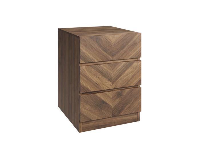 GFW Catania 3 Drawer Bedside Table modern style herringbone inspired design available in an oak or walnut effect finish