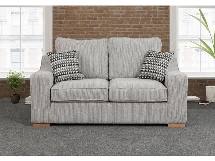 Sweet Dreams Clyde 2 Seater Fabric Sofa Bed available in silver grey and charcoal Scatter cushions included sleeps 2 sturdy hardwood build