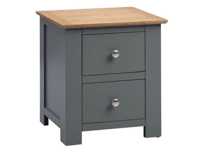 Flintshire Furniture Heritage Grey & Smoked Oak 2 Drawer Bedside Cabinet