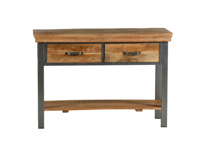 Indian Hub Metropolis Industrial 2 Drawer Console Table