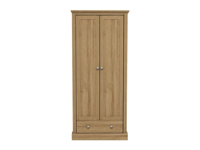 LPD Devon 2 Door 1 Drawer Oak Wardrobe