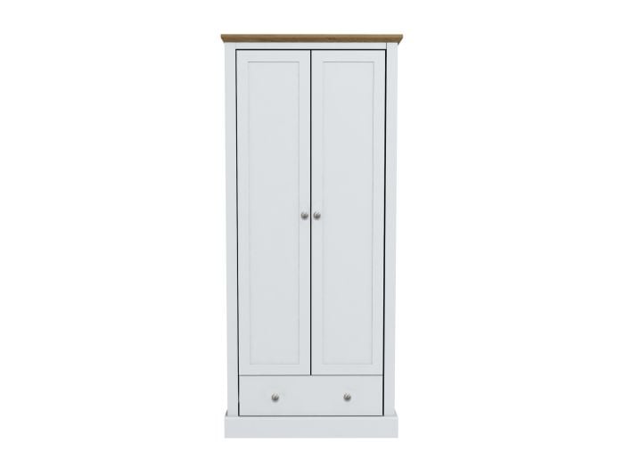 LPD Devon 2 Door 1 Drawer White & Oak Wardrobe