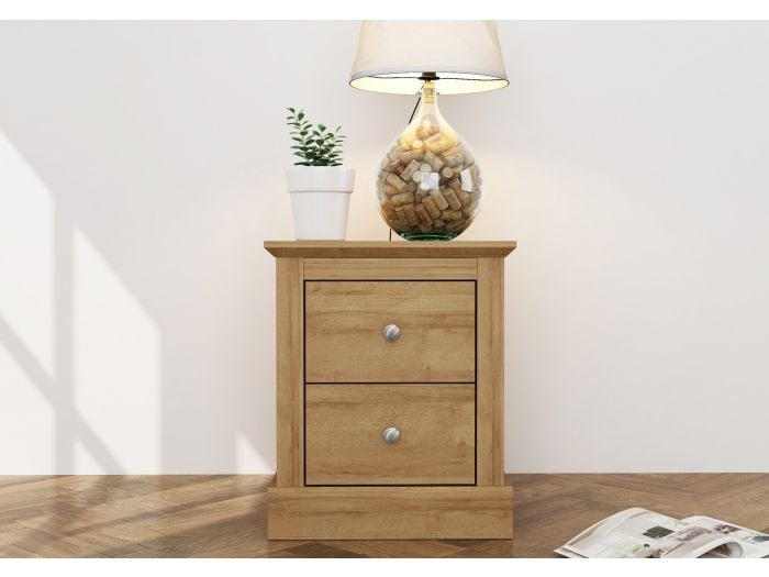 LPD Devon 2 Drawer Oak Bedside