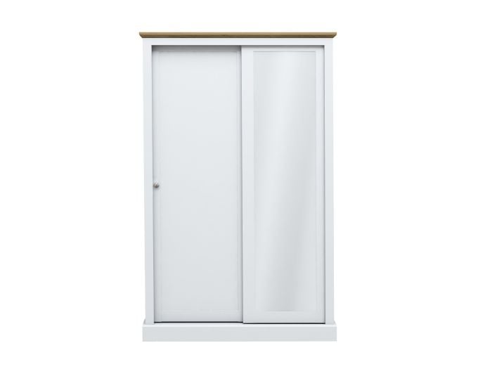 LPD Devon White & Oak 2 Door Sliding Mirrored Wardrobe
