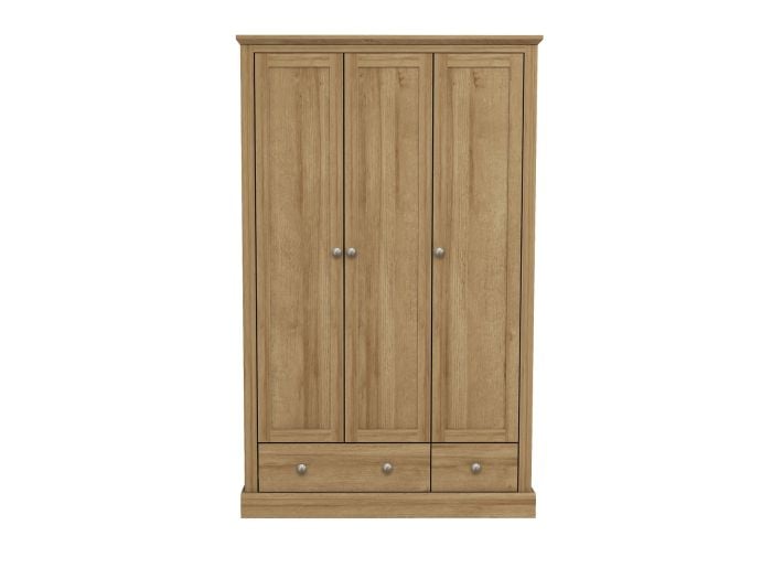 LPD Devon 3 Door 2 Drawer Oak Wardrobe