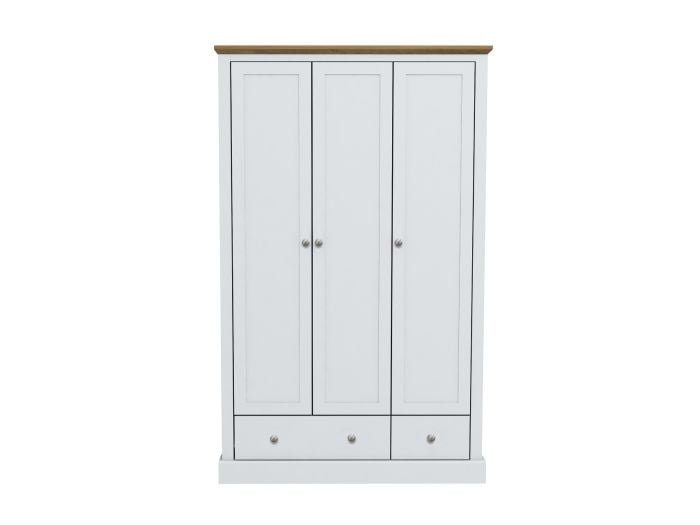 LPD Devon 3 Door 2 Drawer White & Oak Wardrobe
