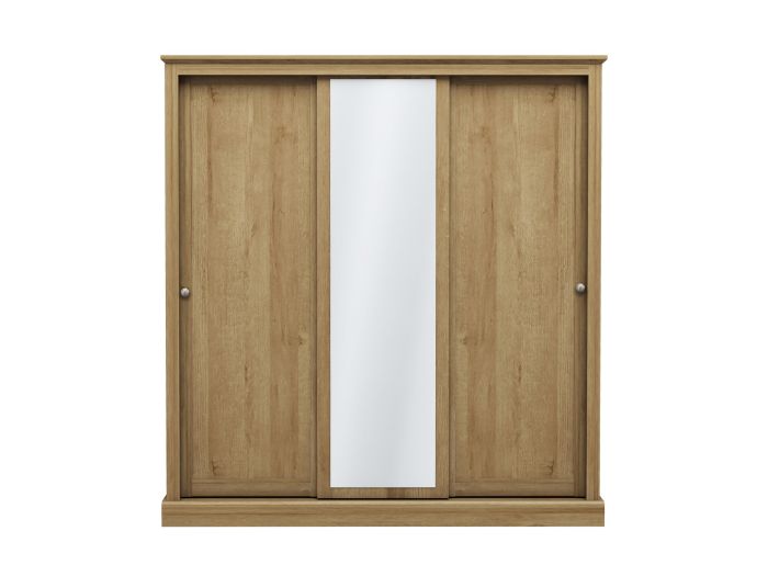 LPD Devon Oak 3 Door Sliding Mirrored Wardrobe
