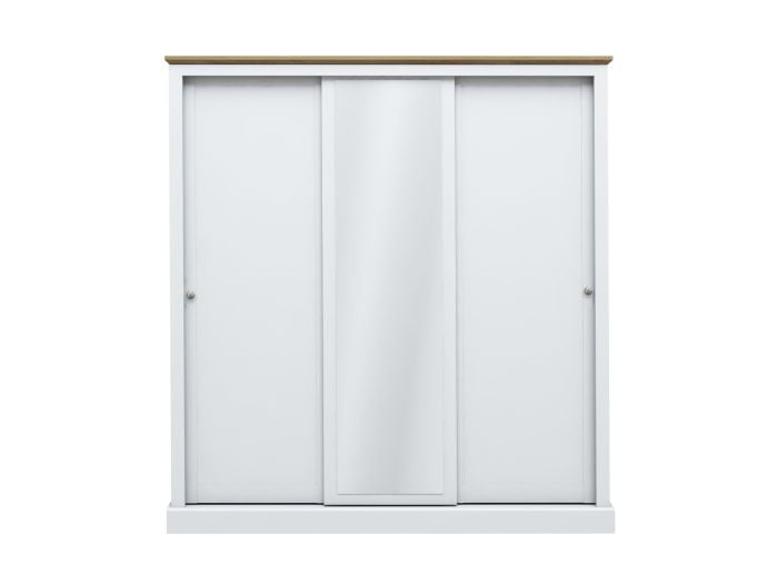 LPD Devon White & Oak 3 Door Sliding Mirrored Wardrobe
