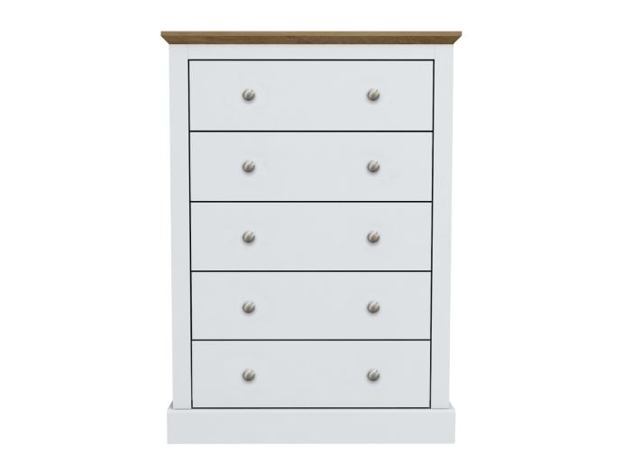 LPD Devon White & Oak 5 Drawer Chest
