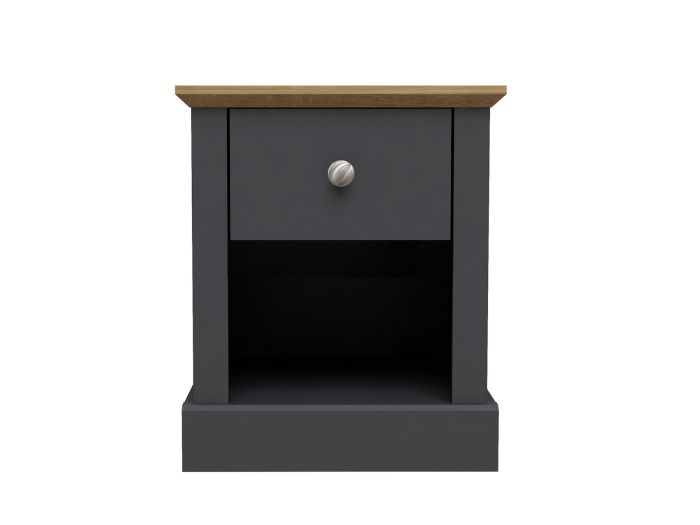 LPD Devon 1 Drawer Charcoal & Oak Lamp Table