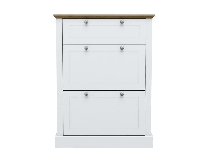 LPD Devon White & Oak 3 Tier Shoe Cabinet