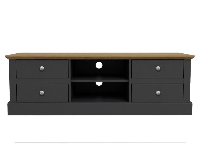 LPD Devon Charcoal & Oak 4 Drawer TV Unit