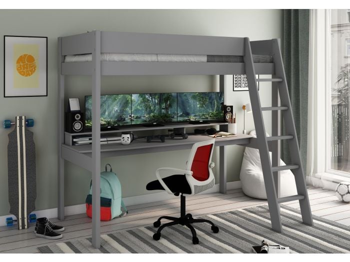 Kids Avenue Estella Grey High Sleeper with Gaming Desk
