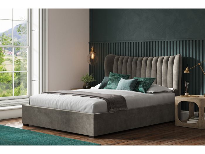 Emporia Beds Harcourt Velvet Ottoman Mid Grey
