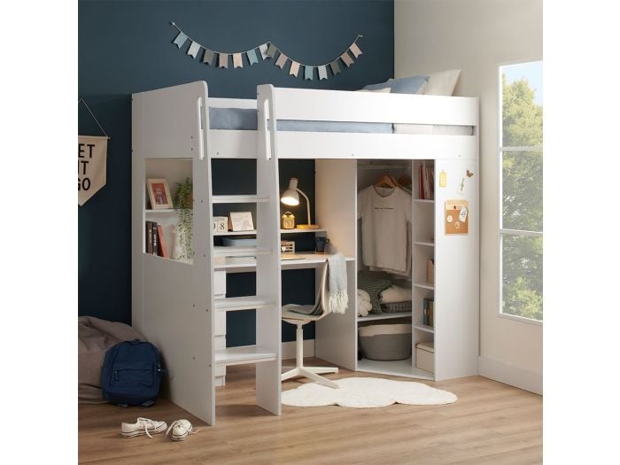 Flair Harper High Sleeper Bed with Desk, Wardrobe and Storage