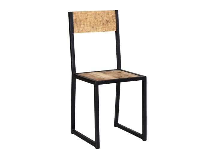 Indian Hub Cosmo Industrial Metal & Wood Dining Chair (Set of 2)