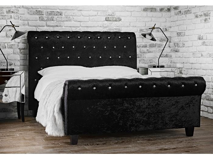 LPD Isabella Black Crushed Velvet Bed Frame