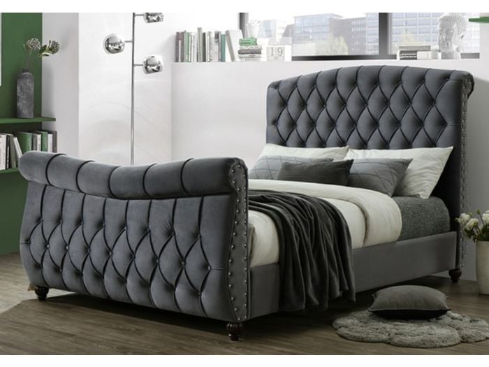 Sareer Lachelle Dark Grey Fabric Bed Frame
