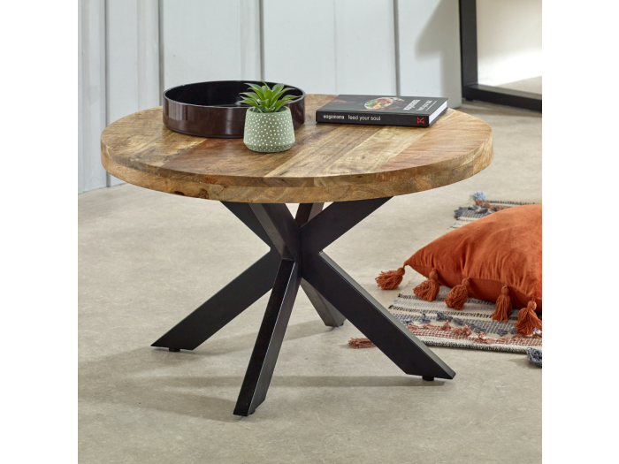 Indian Hub Surrey Solid Wood Coffee Table With Metal Spider Legs