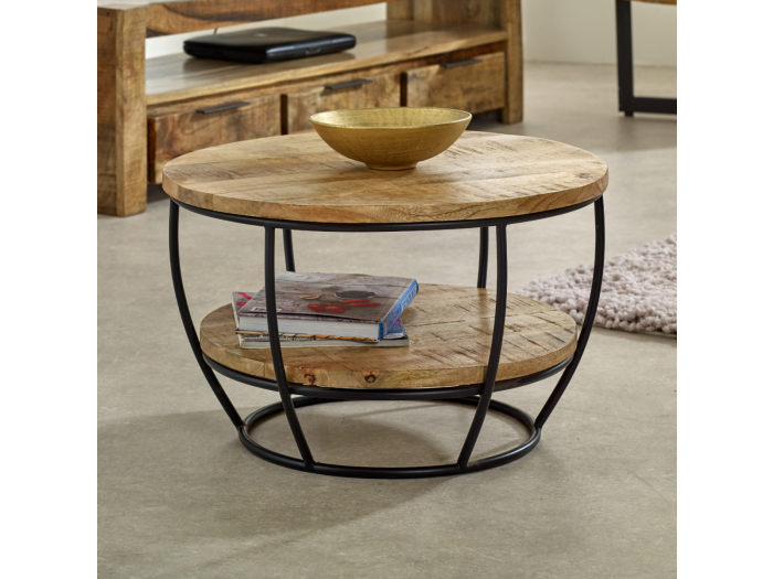 Indian Hub Surrey Solid Wood & Metal Coffee Table With Shelf