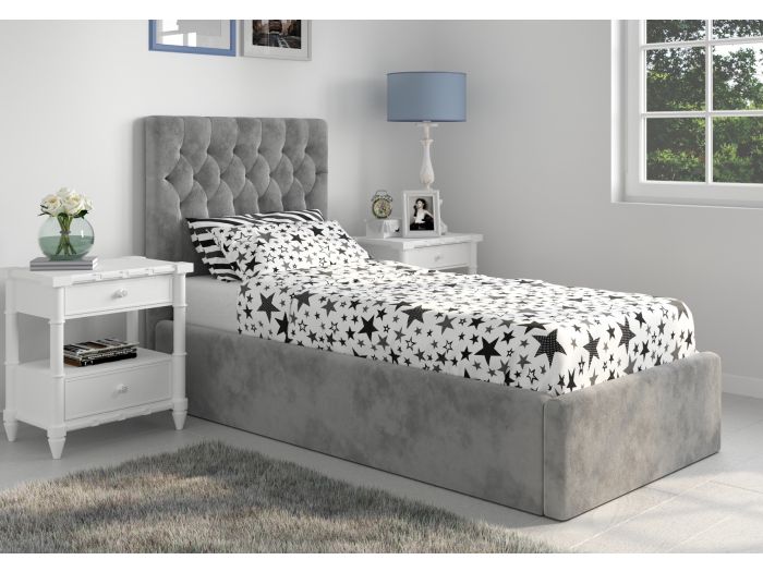 Flair Milan Velvet Single Ottoman Bed
