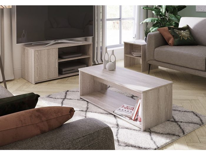 GFW Newlyn Living Room Set Modern style comprises of a tv unit, lamp table and coffee table available in grey oak or oak