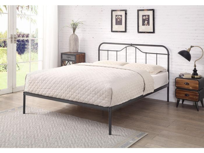 Flintshire Furniture Oakenholt Black & Silver Metal Bed Frame