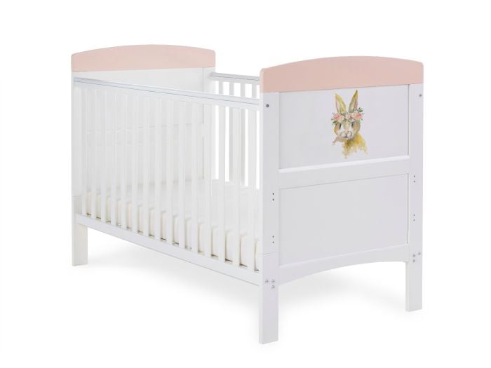 Obaby Grace Inspire Cot Bed - Watercolour Rabbit Pink
