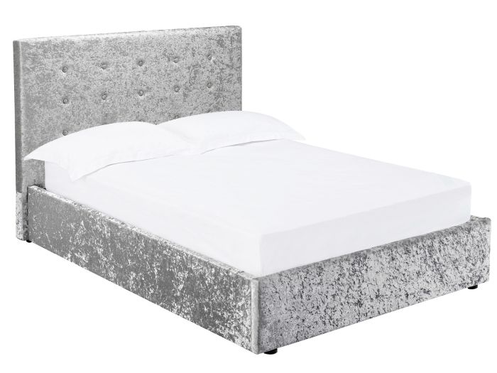 LPD Rimini Silver Crushed Velvet Ottoman Bed Frame