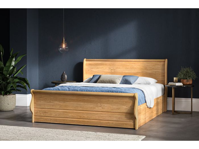 Emporia Beds Windsor Solid Oak Sleigh Ottoman Bed
