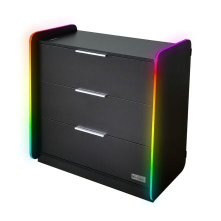 X Rocker Electra 3 Drawer Chest - LED Lighting - Black