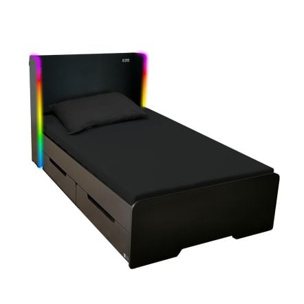 X Rocker Electra Bed With Trundle Drawers - LED Lighting - Black