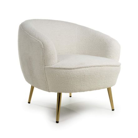 Flair Lucia Boucle Vanilla White Tub Chair