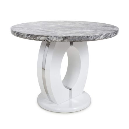 Flair Neptune Round Marble Effect Grey/White Dining Table