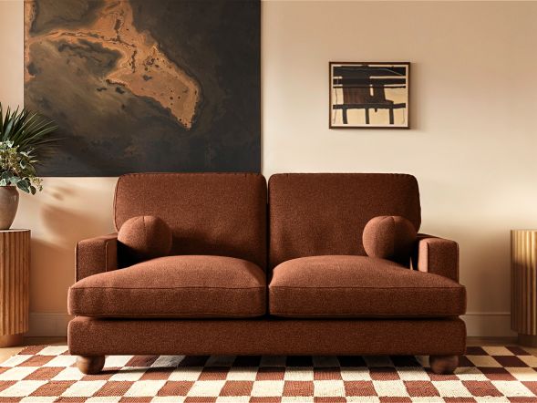 Solace+Co Addison 2 Seater Burnt Orange Chenille Sofa